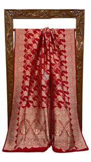 Pure Katan Silk Banarasi Handloom Saree - All Over Jaal Work - The Handlooms
