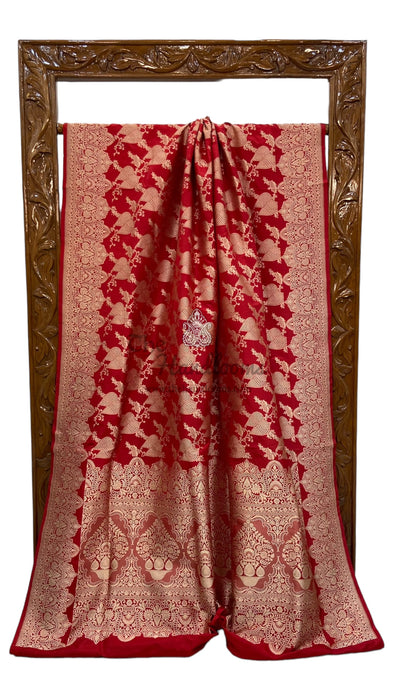 Pure Katan Silk Banarasi Handloom Saree - All Over Jaal Work