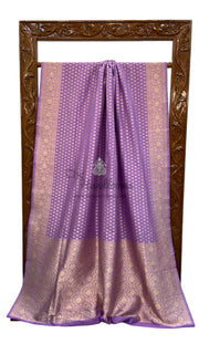 Lavender Pure Katan Silk Banarasi Handloom Saree - All over Jaal work - The Handlooms