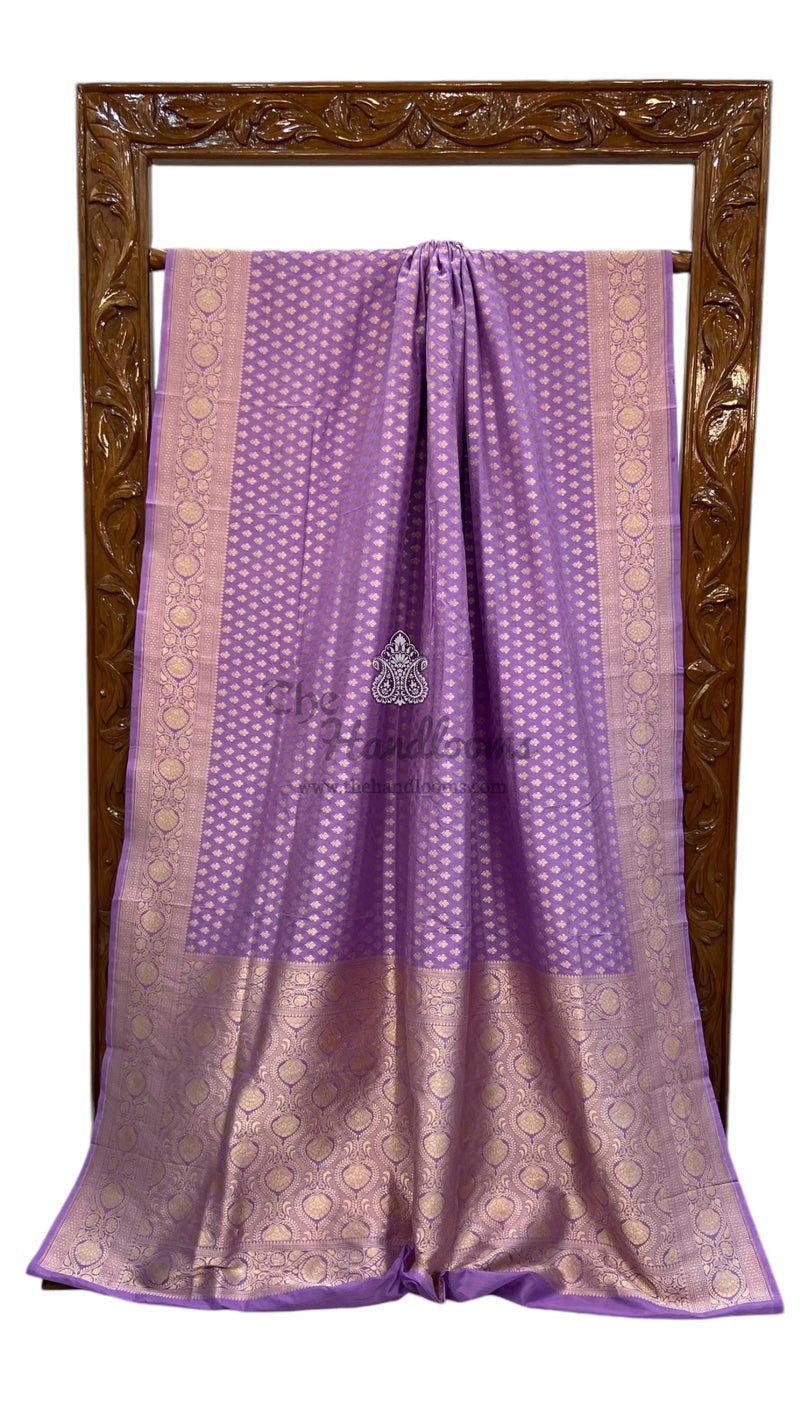 Lavender Pure Katan Silk Banarasi Handloom Saree - All over Jaal work - The Handlooms