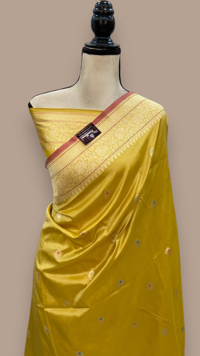 Pure Katan Silk Banarasi Handloom Saree - All over Kadua motifs With Meenakari