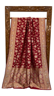 Pure Katan Silk Banarasi Handloom Saree - All over sona roopa Jaal work - The Handlooms