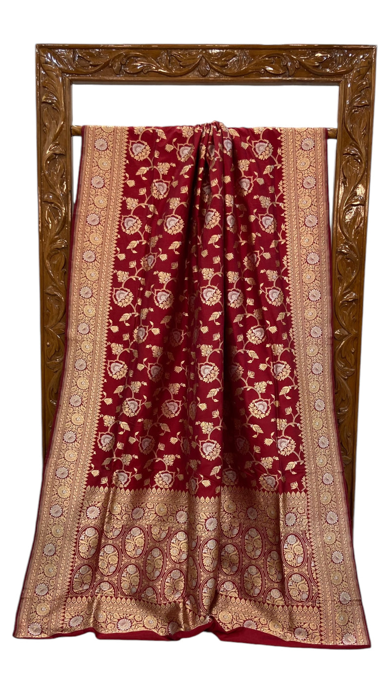 Pure Katan Silk Banarasi Handloom Saree - All over sona roopa Jaal work - The Handlooms