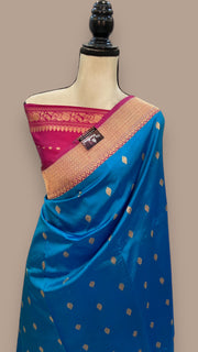 Pure Katan Silk Banarasi Handloom Saree - All over Kadua motifs - The Handlooms