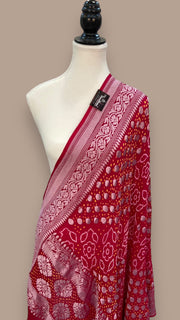 Pure Georgette Banarasi Bandhej Handloom Dupatta - The Handlooms