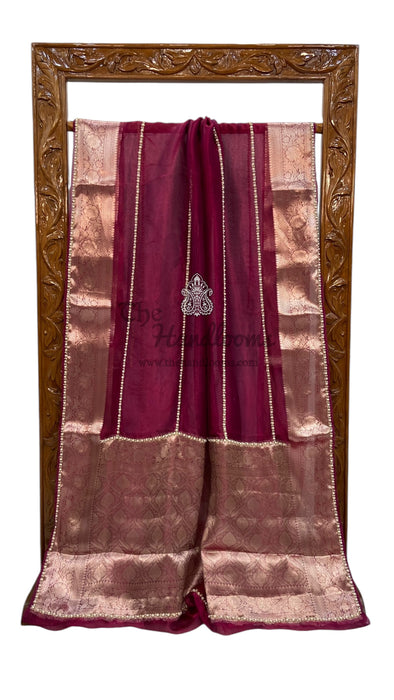 Pure Kora Tissue Handloom Banarasi Saree - Handwork