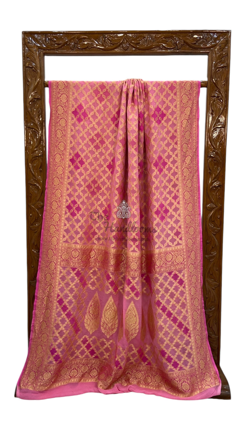 Pure Khaddi Georgette Banarasi Saree -  Gold zari - The Handlooms