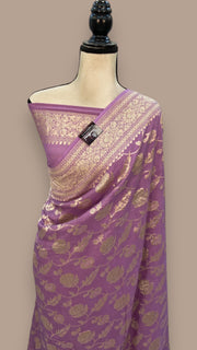 Tussar Georgette Handloom Banarasi Saree - All over Jaal Work - The Handlooms