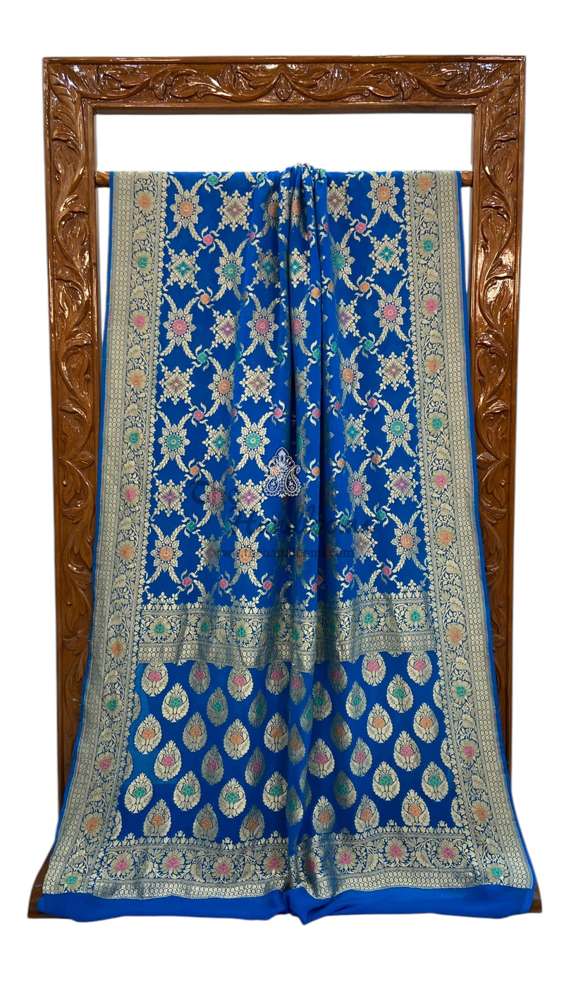 Pure Georgette Banarasi Handloom Saree - with meenakari work - The Handlooms