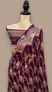 Ektara Pure Katan Silk Banarasi Handloom Saree - All over kadiyal Jaal work - The Handlooms