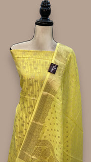 Pure Chanderi Cotton Banarasi Dress material - The Handlooms