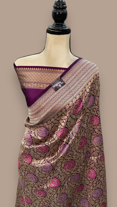 Pure Katan Silk Banarasi Handloom Saree - Tanchui Brocade With Meenakari