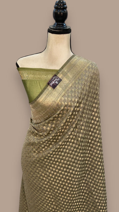 Pure Kora Tissue Handloom Banarasi Saree - Handwork