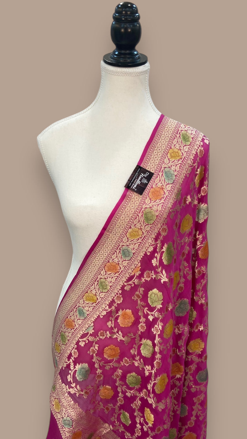 Khaddi Georgette Handloom Banarasi Dupatta - The Handlooms