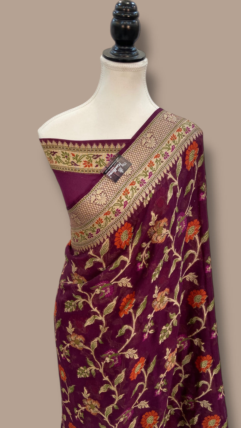 Pure Chiffon Khaddi Banarasi Saree - The Handlooms