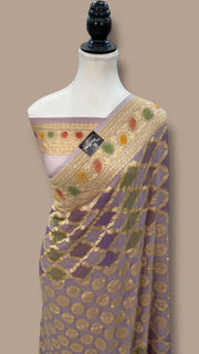 Pure Khaddi Georgette Banarasi Saree -  Gold zari - The Handlooms