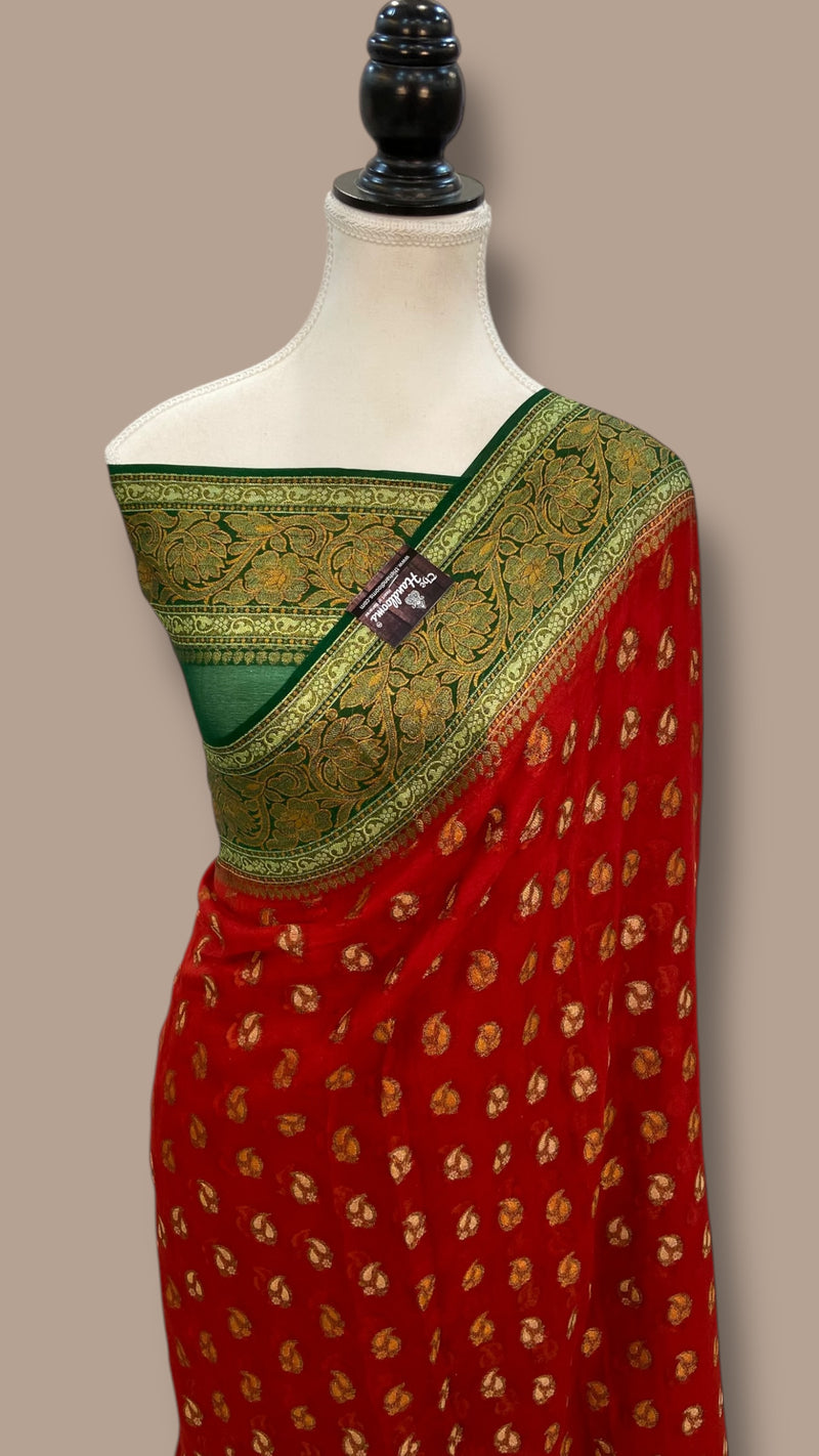 Pure Chiffon Khaddi Banarasi Saree - The Handlooms