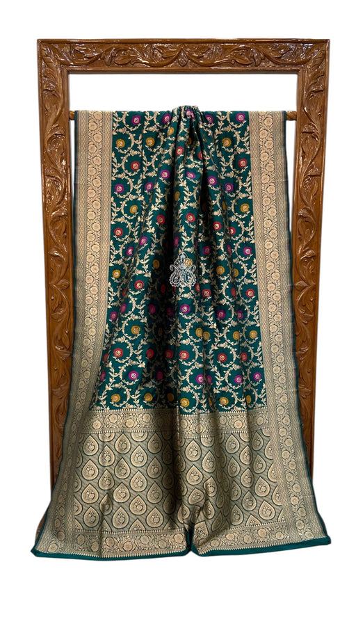 Pure Katan Silk Banarasi Handloom Saree - All over Jaal Work With Meenakari - The Handlooms