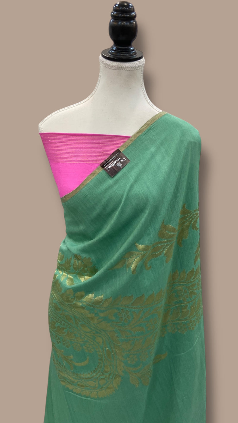 Moonga Georgette Handloom Banarasi Saree - The Handlooms