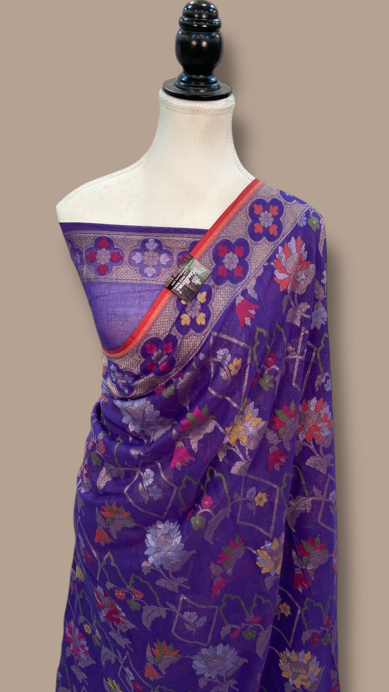 Pure Cotton Jamdani Handloom Banarasi Saree - The Handlooms