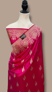Pure Katan Silk Handloom Banarasi Saree - All over kadua motifs - The Handlooms