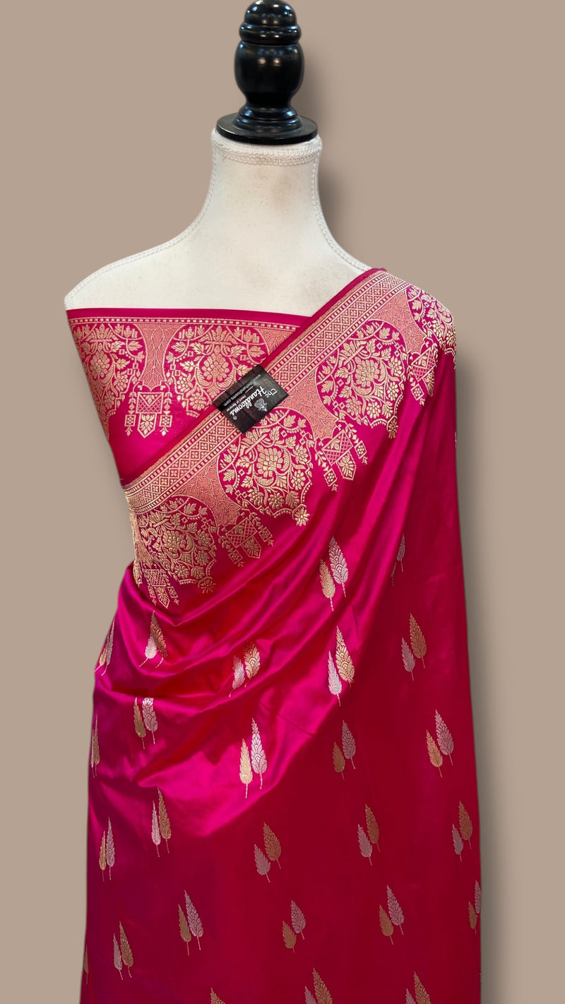 Pure Katan Silk Handloom Banarasi Saree - All over kadua motifs - The Handlooms
