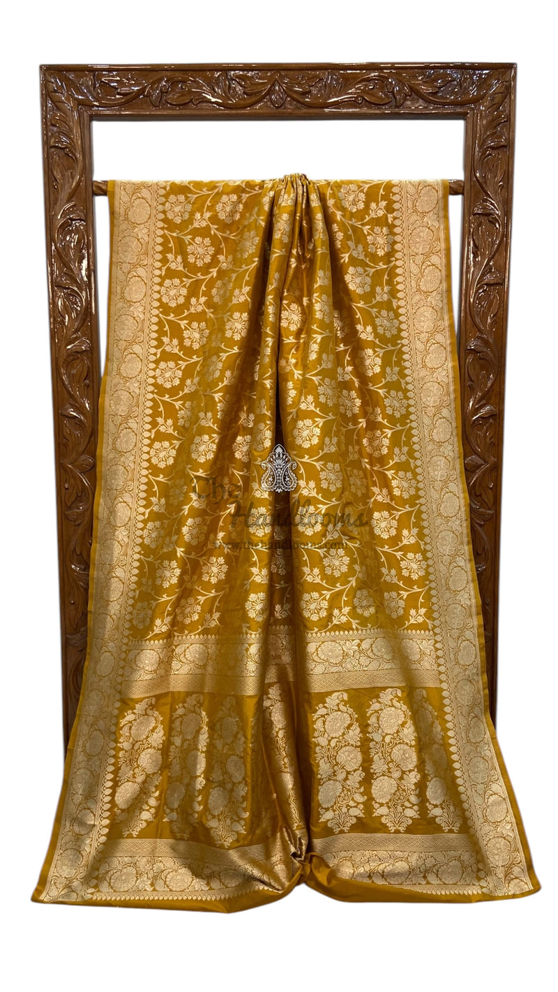 Pure Katan Silk Banarasi Handloom Saree - All over Jaal work - The Handlooms