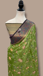 Tussar Silk Handloom Banarasi Saree With Chikankari - The Handlooms