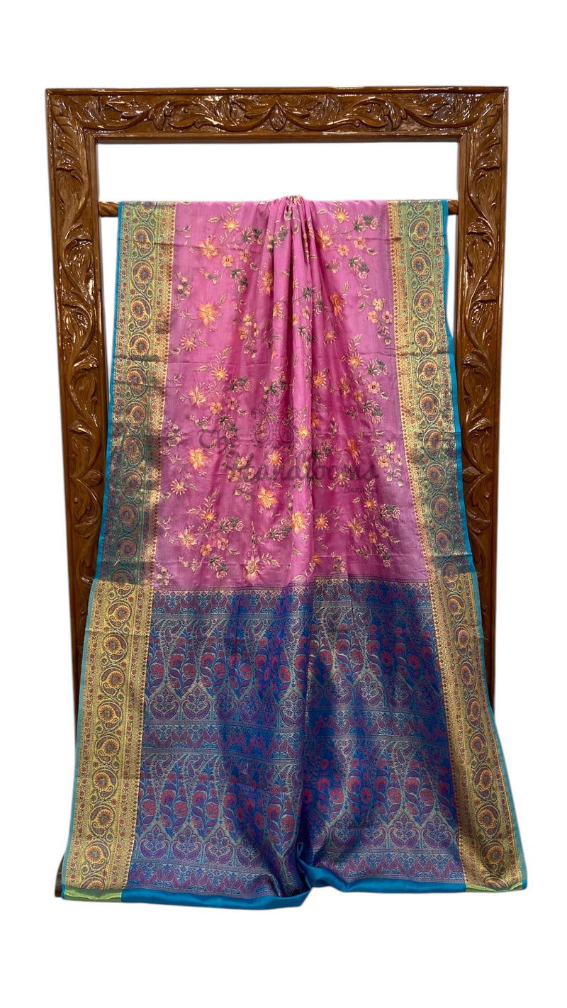 Tussar Silk Handloom Banarasi Saree With Chikankari - The Handlooms