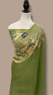 Pure Tissue Handloom Banarasi Saree With Chikankari - The Handlooms