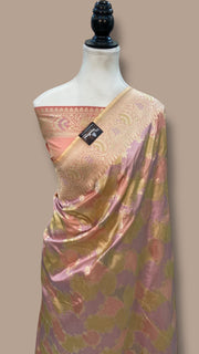 Pure Katan Silk Banarasi Handloom Saree - All over Jaal Work With Rangkart - The Handlooms