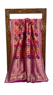Pure Katan Silk Banarasi Handloom Saree - All over Jaal Work With Rangkart - The Handlooms