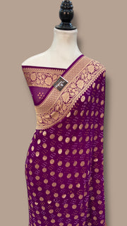 Pure Georgette Banarasi Bandhej Handloom Saree - The Handlooms