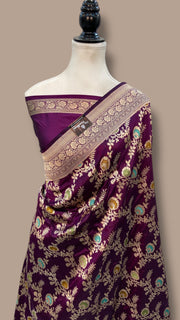 Pure Katan Silk Banarasi Handloom Saree - All over Jaal work With Meenakari - The Handlooms