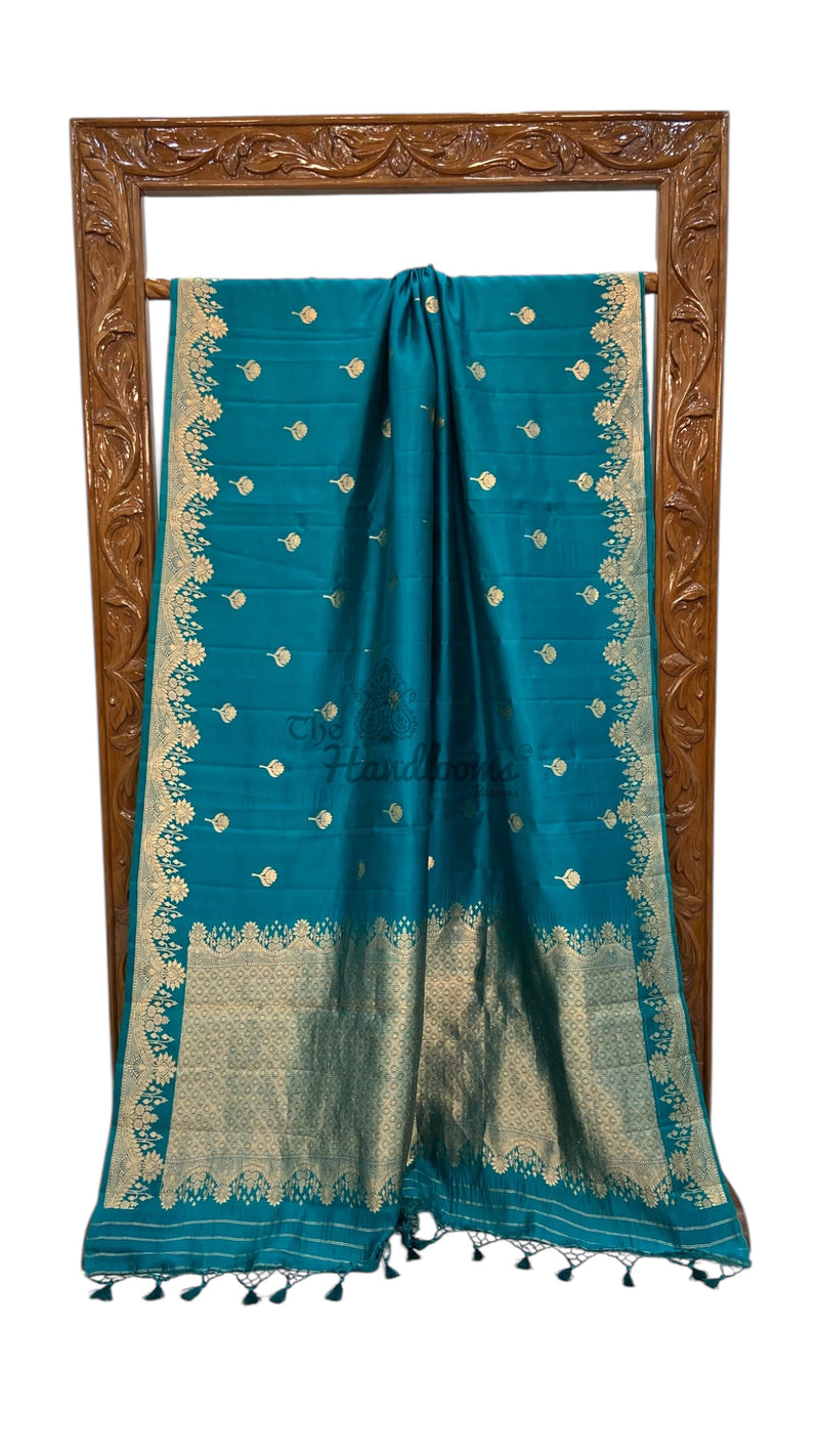 Pure Katan Silk Banarasi Handloom Saree - All over Kadua motifs - The Handlooms