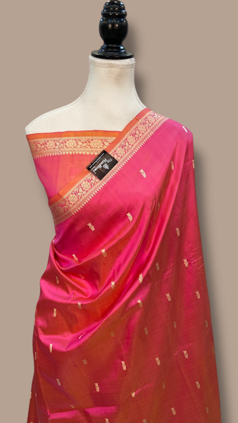 Pure Katan Silk Reshmi Zari Banarasi Handloom Saree - The Handlooms