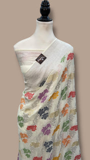 Pure Khaddi Georgette Handloom Banarasi Saree - All over Jaal Work With Meenakari - The Handlooms