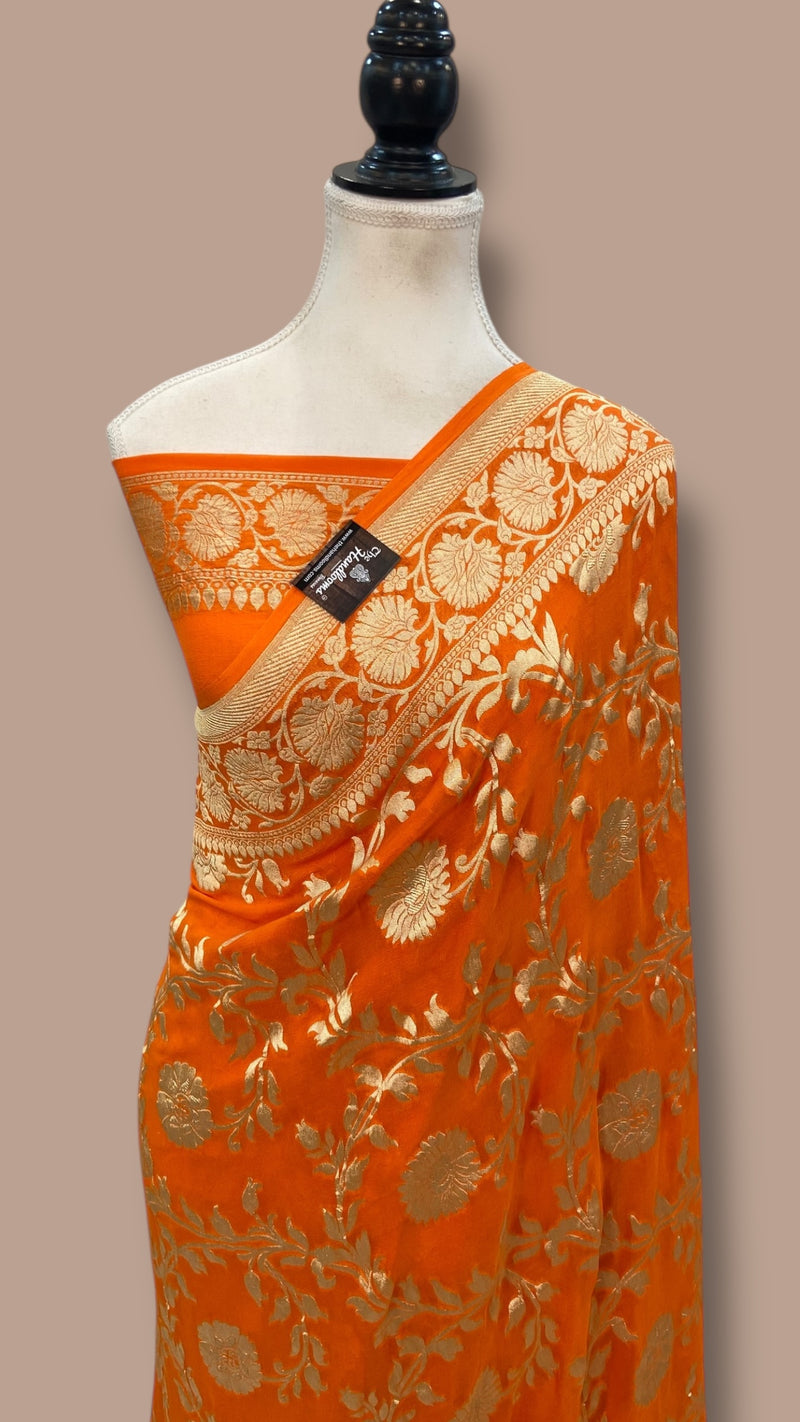 Khaddi Georgette Handloom Banarasi Saree - The Handlooms