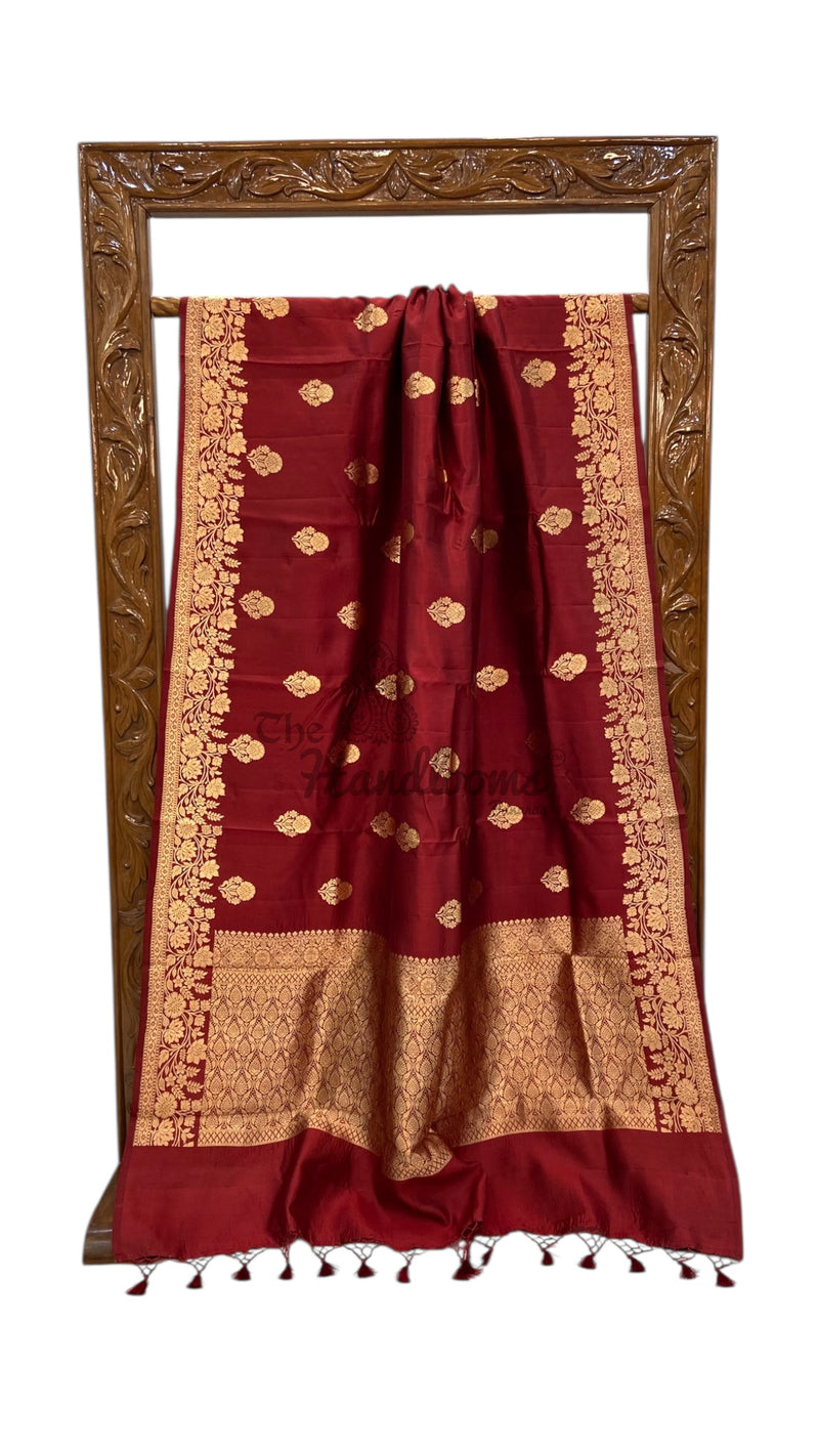 Pure Katan Silk Banarasi Handloom Saree - All over Kadua motifs - The Handlooms