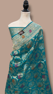 Pure Katan Silk Banarasi Handloom Saree - All over Jaal work With Meenakari - The Handlooms