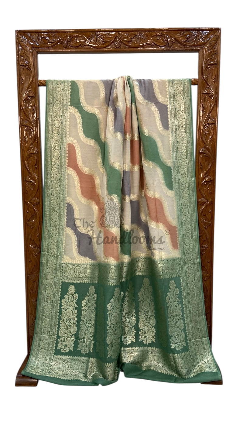Moonga Georgette Handloom Banarasi Saree - Rangkat - The Handlooms