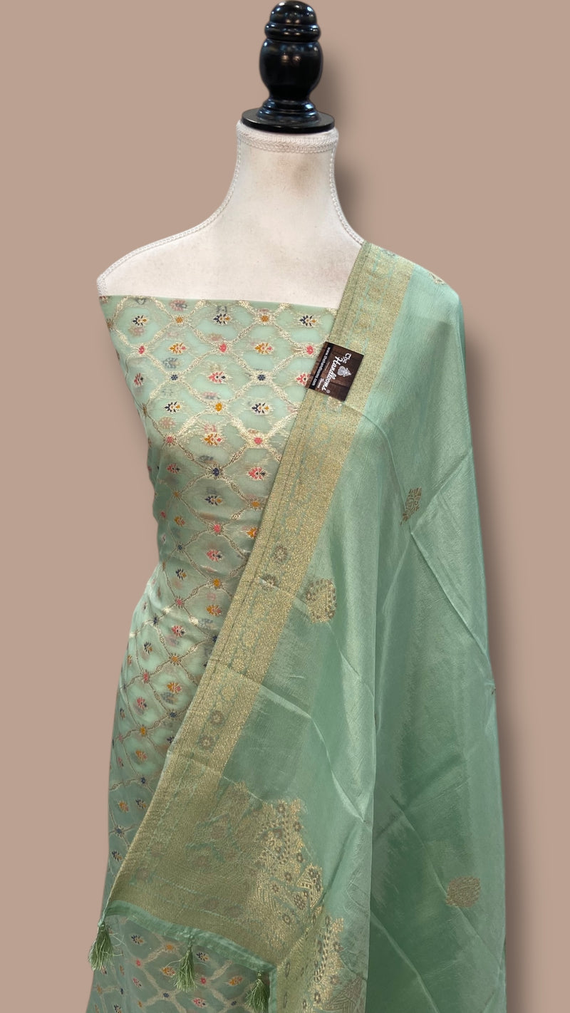 Chanderi Cotton Banarasi Dress material - Georgette Dupatta - The Handlooms