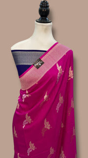 Moonga Georgette Handloom Banarasi Saree - The Handlooms