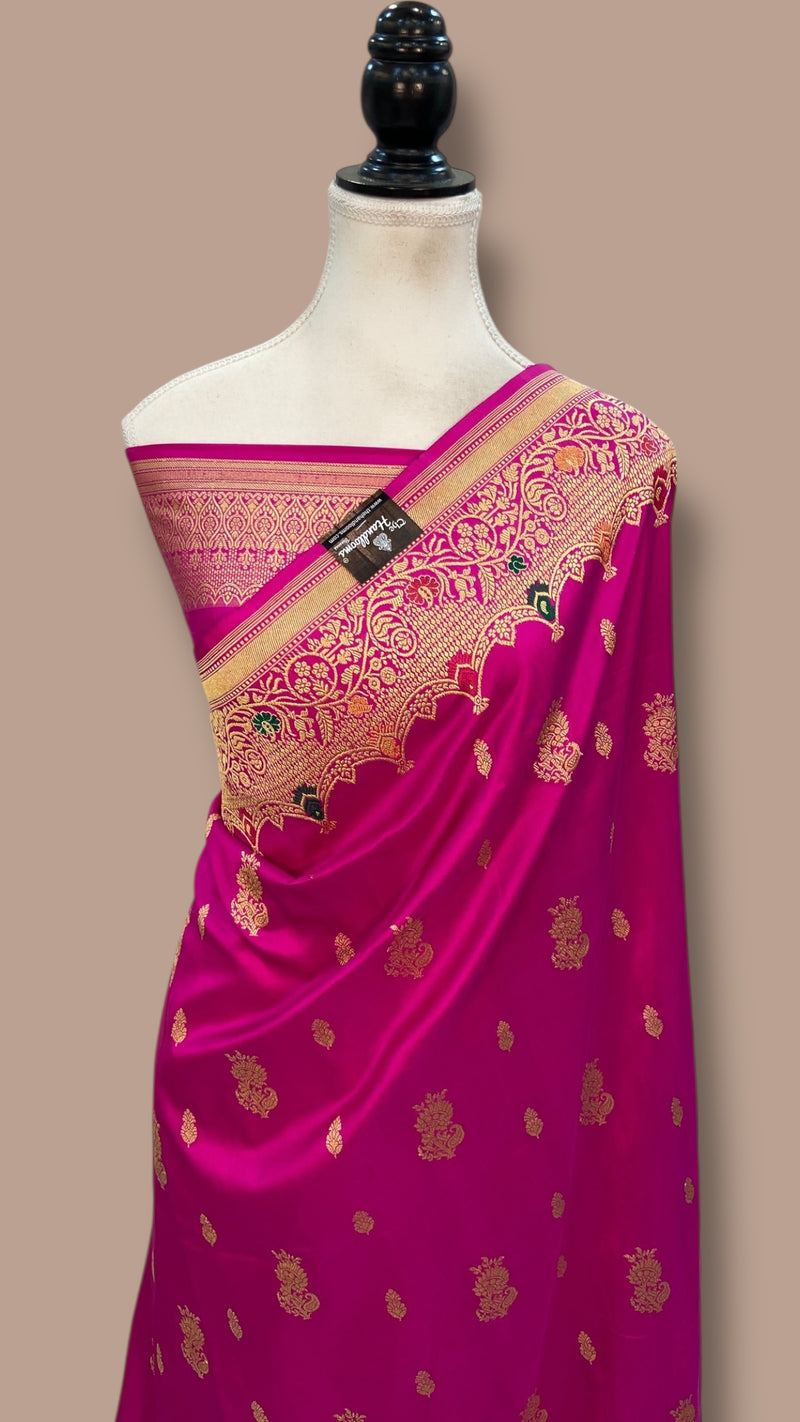 Pure Katan Silk Banarasi Handloom Saree - All over Kadua motifs With Meenakari - The Handlooms
