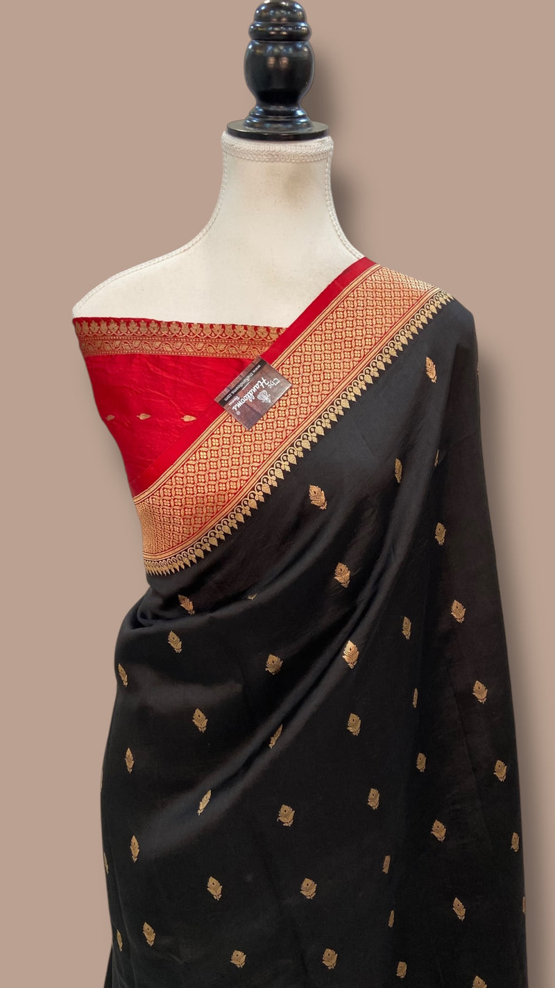 Pure Katan Silk Banarasi Handloom Saree - All over Kadua motifs - The Handlooms