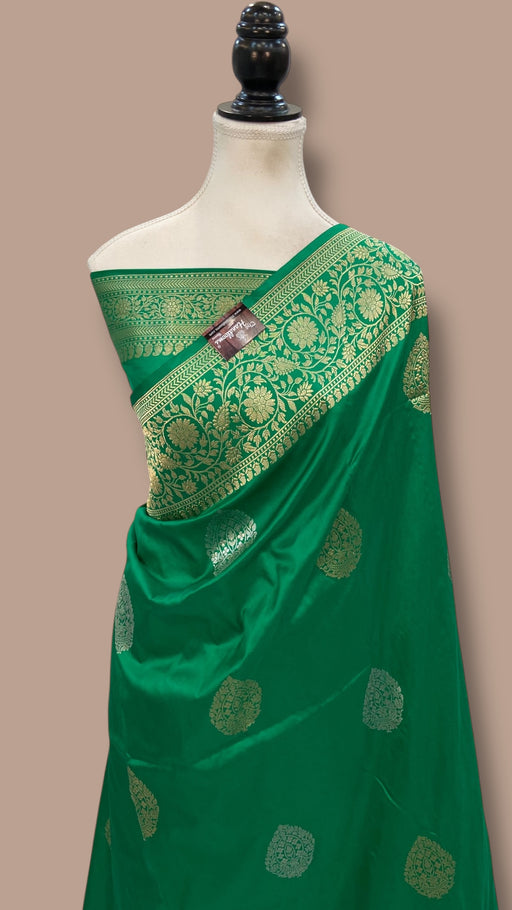 Pure Katan Silk Banarasi Handloom Saree - All Over Sona Roopa Kadua Boota - The Handlooms