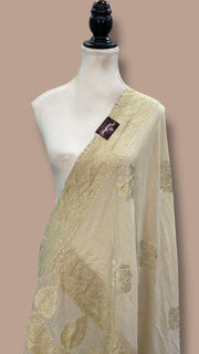 Pure Moonga Georgette Handloom Banarasi Dupatta - The Handlooms