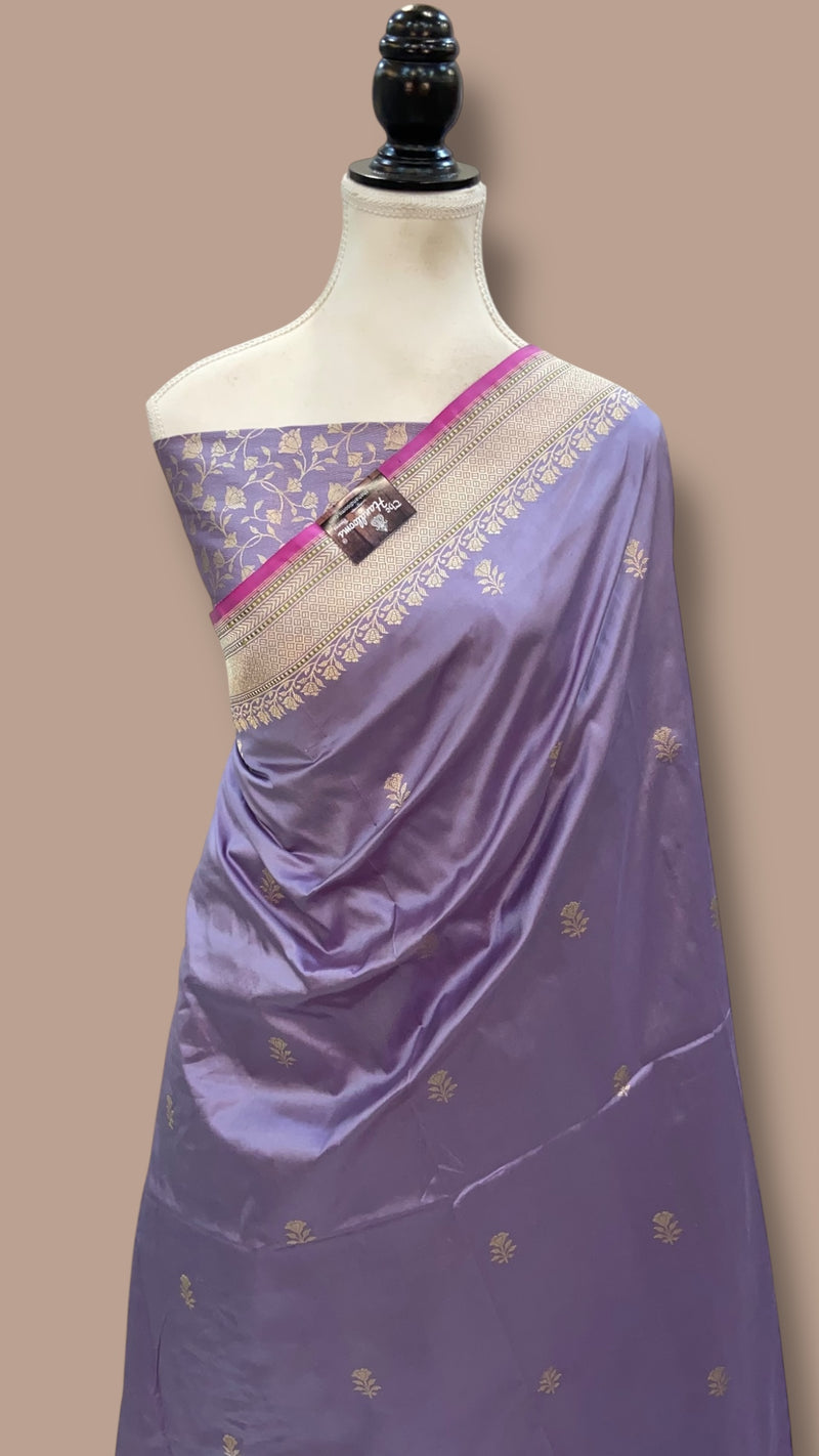 Pure Katan Silk Banarasi Handloom Saree - All Over Kadua Motifs - The Handlooms