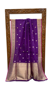 Pure Kora Handloom Banarasi All Over Kadua Motifs Saree - The Handlooms