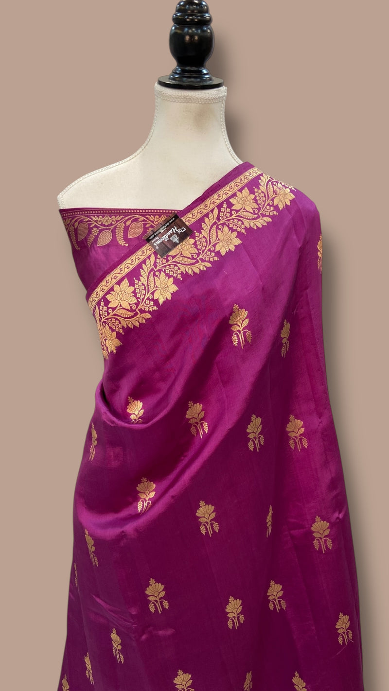 Pure Katan Silk Banarasi Handloom Saree - All over Kadua motifs - The Handlooms